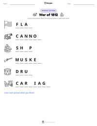 War of 1812 printable worksheet preview