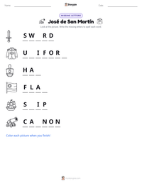 José de San Martín printable worksheet preview
