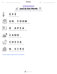 Aperçu de la feuille de travail imprimable José de San Martín