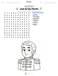 Prévia da folha de atividades imprimível José de San Martín