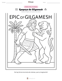 Página para colorear de Epopeya de Gilgamesh para niños