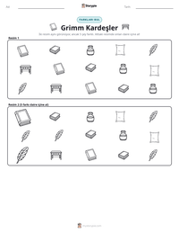 Grimm Kardeşler yazdırılabilir çalışma sayfası önizlemesi