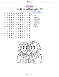 Grimm Kardeşler yazdırılabilir çalışma sayfası önizlemesi
