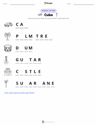 Cuba printable worksheet preview