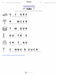 Aperçu de la feuille de travail imprimable Cuba