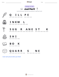 José Martí printable worksheet preview