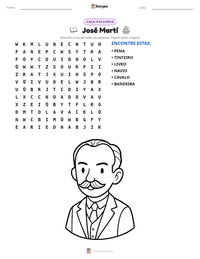 Prévia da folha de atividades imprimível José Martí