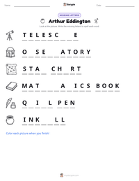 Arthur Eddington printable worksheet preview