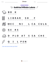 Gottfried Wilhelm Leibniz printable worksheet preview