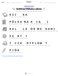 Podgląd drukowalnego arkusza ćwiczeń Gottfried Wilhelm Leibniz
