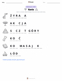 Podgląd drukowalnego arkusza ćwiczeń Kenia