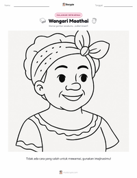 Halaman mewarnai Wangari Maathai untuk anak-anak