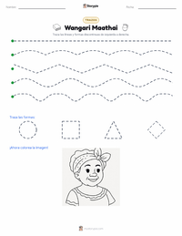 Vista previa de la hoja de trabajo imprimible de Wangari Maathai