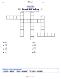 Great Rift Valley printable worksheet preview