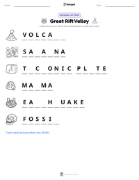 Great Rift Valley printable worksheet preview