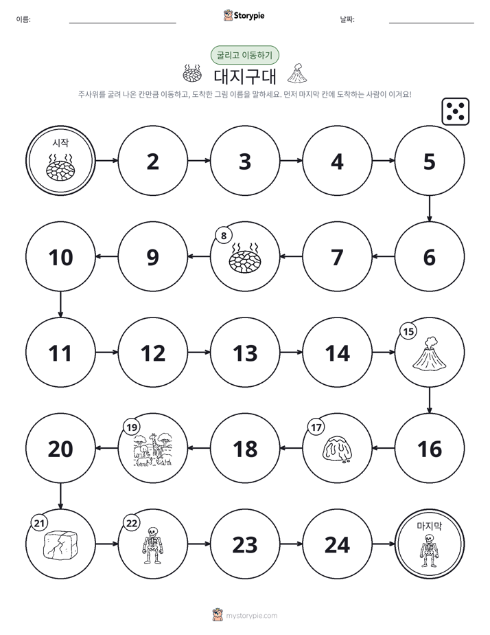 주사위 굴리고 이동하기 게임