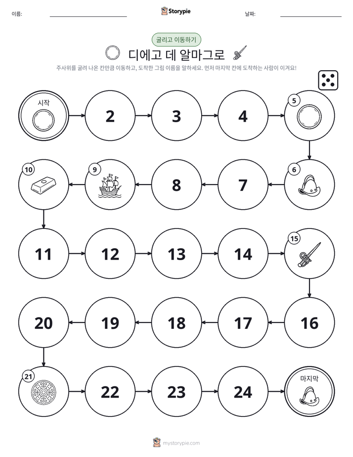 주사위 굴리고 이동하기 게임