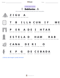 Vista previa de la hoja de trabajo imprimible de Babilonios