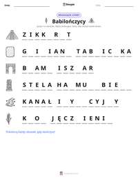 Podgląd drukowalnego arkusza ćwiczeń Babilończycy