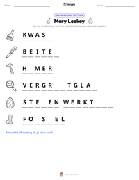 Mary Leakey afdrukbare werkblad voorbeeld