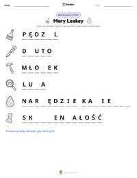 Podgląd drukowalnego arkusza ćwiczeń Mary Leakey