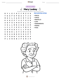 Vista previa de la hoja de trabajo imprimible de Mary Leakey