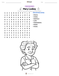 Prévia da folha de atividades imprimível Mary Leakey