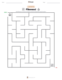 Aperçu de la feuille de travail imprimable Fibonacci