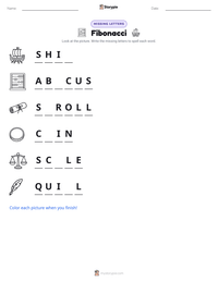 Fibonacci printable worksheet preview