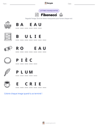 Aperçu de la feuille de travail imprimable Fibonacci