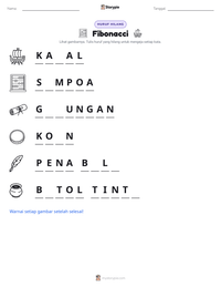 Prabaca lembar kerja cetak Fibonacci