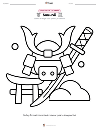 Página para colorear de Samurái para niños