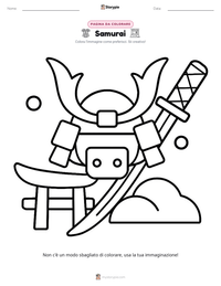 Pagina da colorare di Samurai per bambini