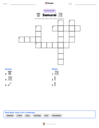 Samurai printable worksheet preview