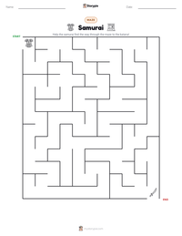 Samurai printable worksheet preview