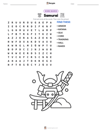 Samurai printable worksheet preview