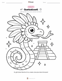 Quetzalcoatl - Aztekisch Malvorlage für Kinder