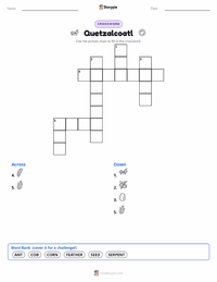 Quetzalcoatl printable worksheet preview