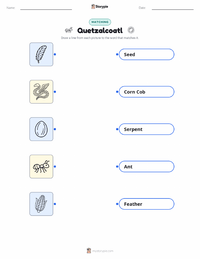 Quetzalcoatl printable worksheet for kids