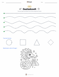 Aperçu de la feuille de travail imprimable Quetzalcoatl - Aztèque