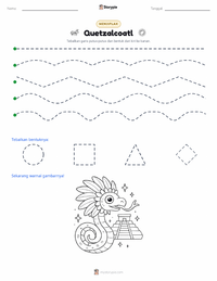 Prabaca lembar kerja cetak Quetzalcoatl - Aztec