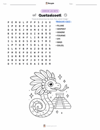 Aperçu de la feuille de travail imprimable Quetzalcoatl - Aztèque