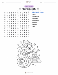 Prévia da folha de atividades imprimível Quetzalcoatl - Asteca