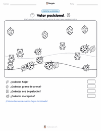Vista previa de la hoja de trabajo imprimible de Valor Posicional