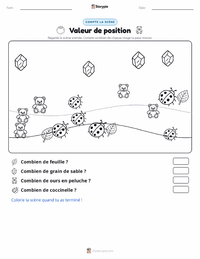 Aperçu de la feuille de travail imprimable Valeur de position