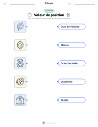 Feuille de travail imprimable Valeur de position pour les enfants