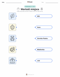 Drukowalny arkusz ćwiczeń Wartość pozycyjna dla dzieci