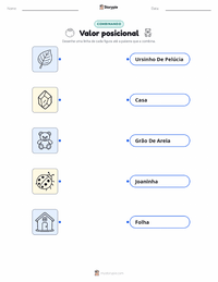 Folha de atividades imprimível Valor Posicional para crianças