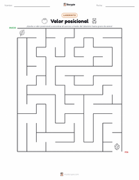 Vista previa de la hoja de trabajo imprimible de Valor Posicional