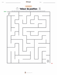Aperçu de la feuille de travail imprimable Valeur de position
